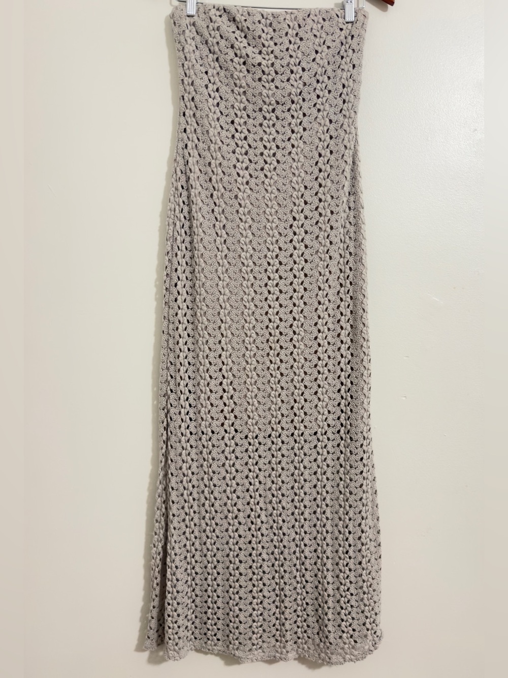 Ariella Crochet Strapless Maxi Silhouette Dress Vaction Beach Coastal Bohemian M